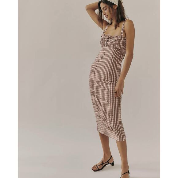 Free People Lucinda Plaid Print Tank Midi Dress in Lavendar Combo Size M - Picture 1 of 14